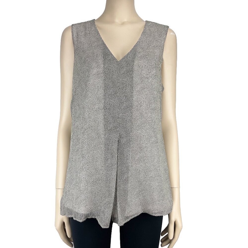 IRIS SETLAKWE Designer Polka Dots Layered Printed Office Tank Top Blouse sz 12
